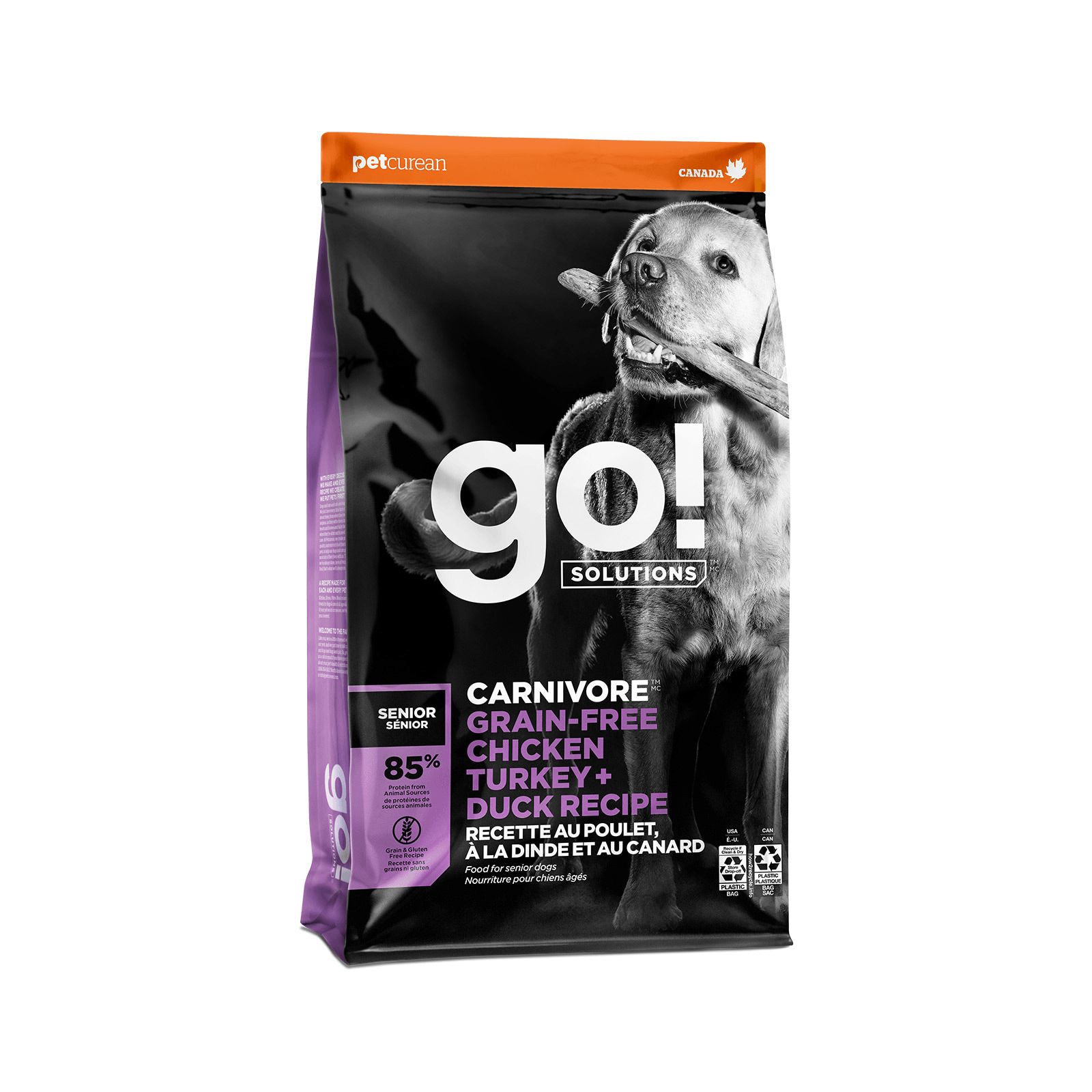Go! Solutions Carnivore Grain-Free Chicken, Turkey + Duck Senior Recipe for Dogs