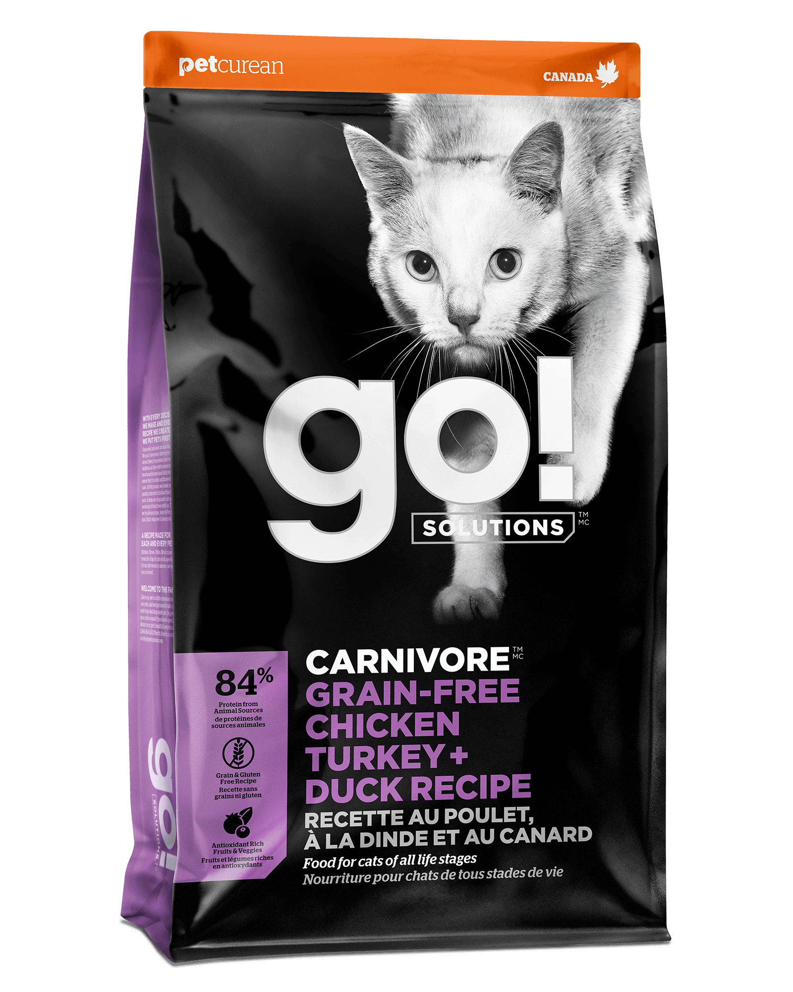 Go! Solutions Carnivore Grain-Free Chicken, Turkey + Duck Recipe for Cats