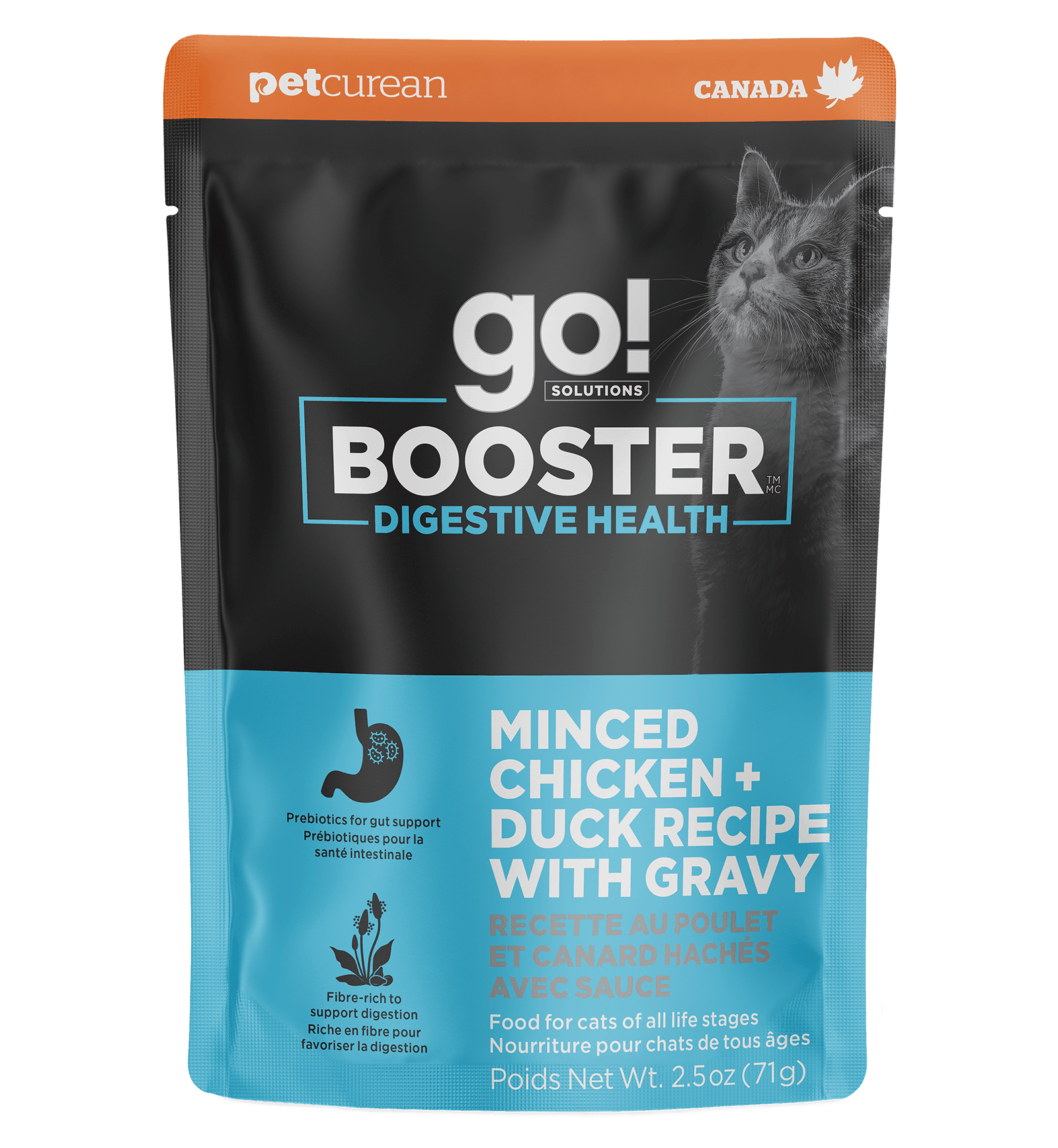 Go! Booster Digestive Health Minced Chicken + Duck with Gravy Topper for Cats