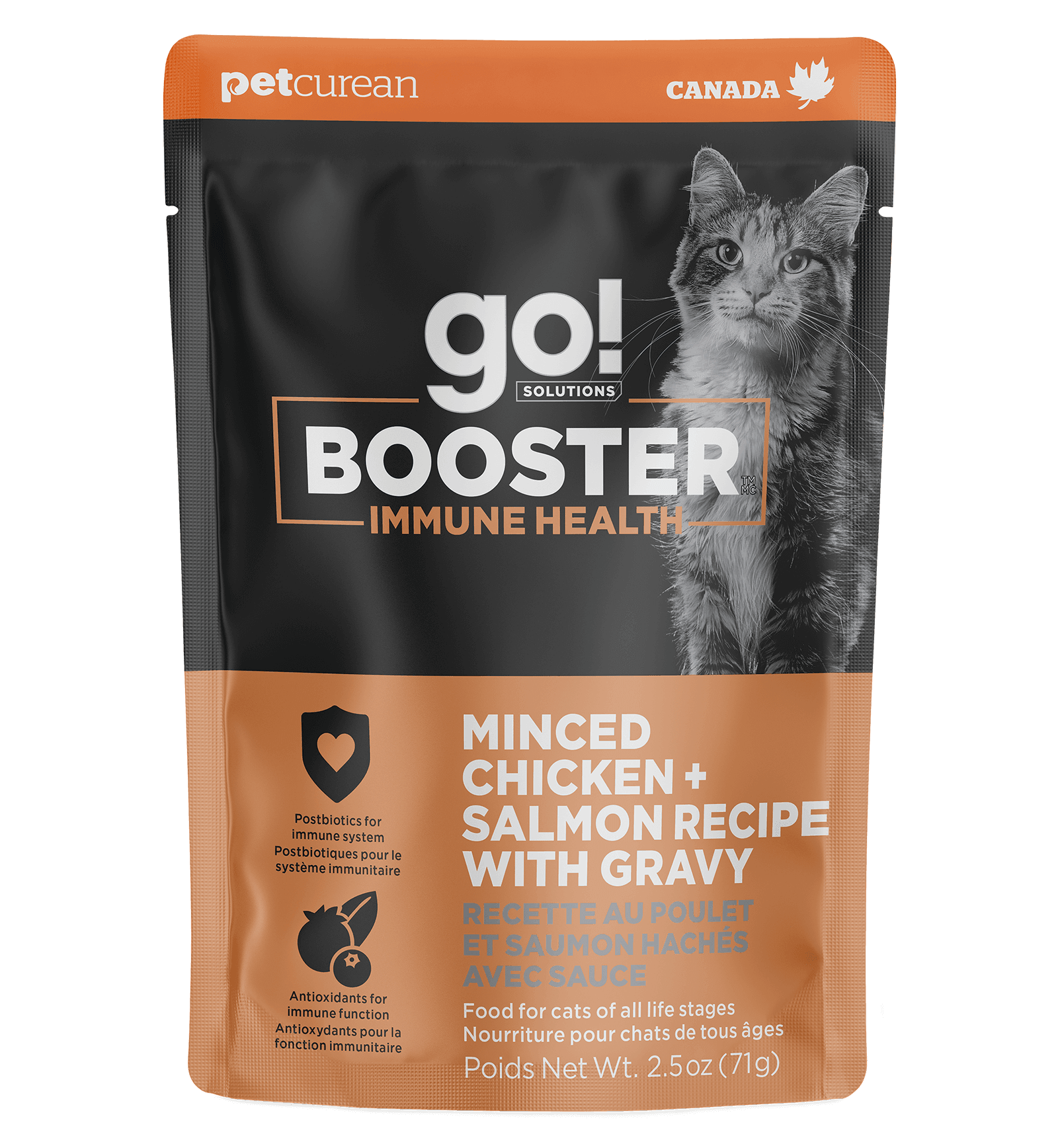 Go! Booster Immune Health Minced Chicken + Salmon with Gravy Topper for Cats