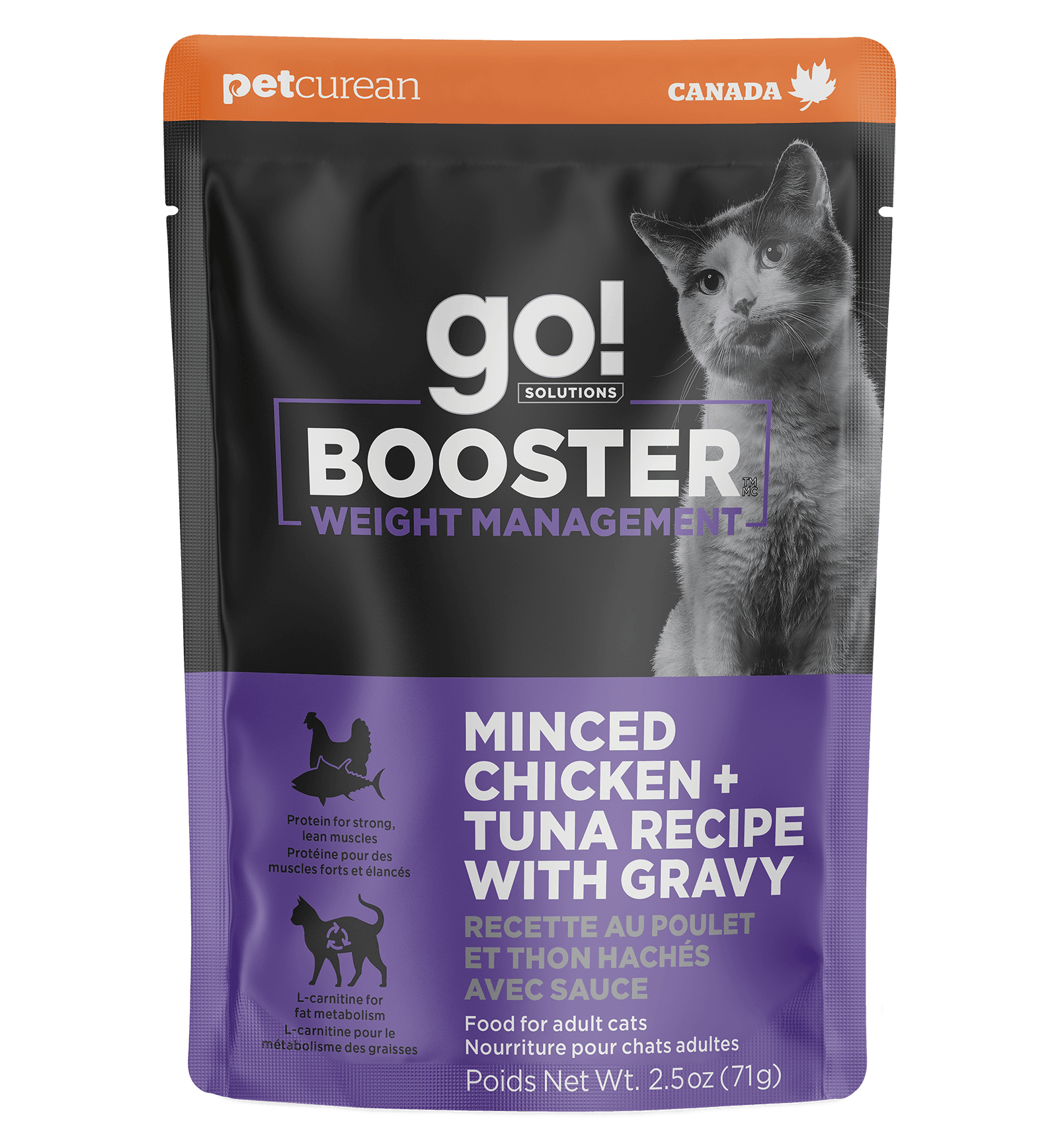 Go! Booster Weight Management Minced Chicken + Tuna with Gravy Topper for Cats