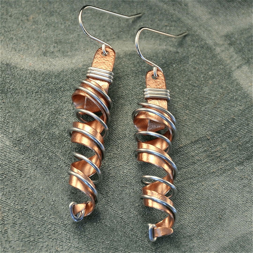 Twirly Wire Wrapped Copper Earrings