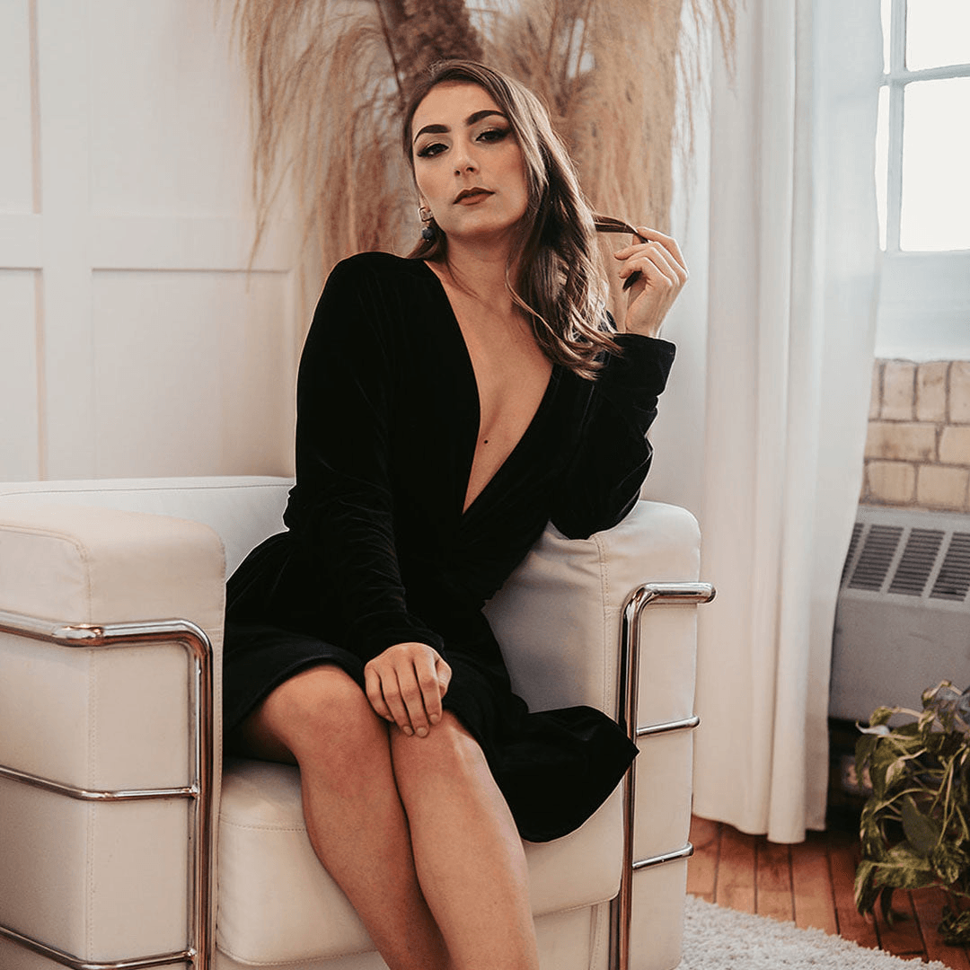 Chavah Lindsay Velvet Wrap Top Dress