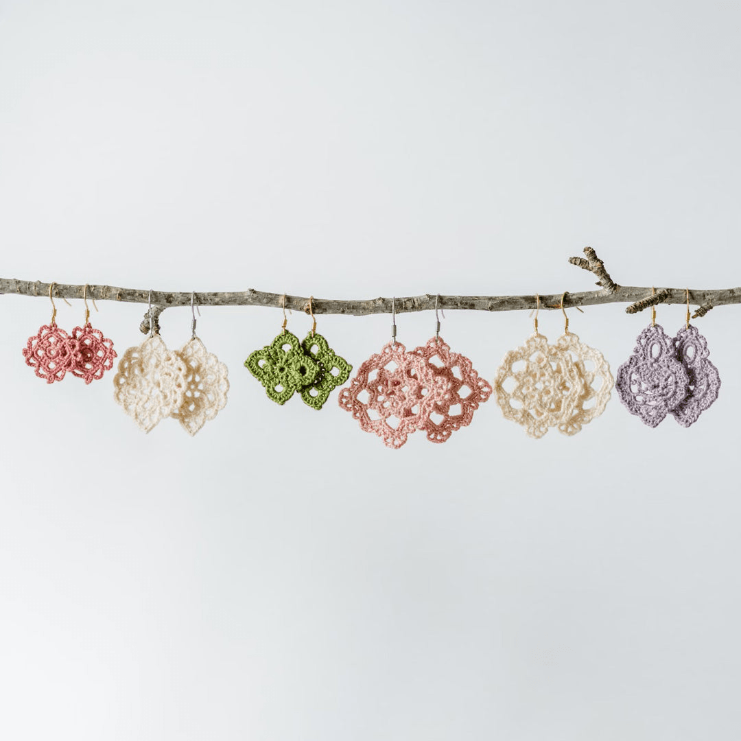 Cinnamon Fern Crochet Earrings