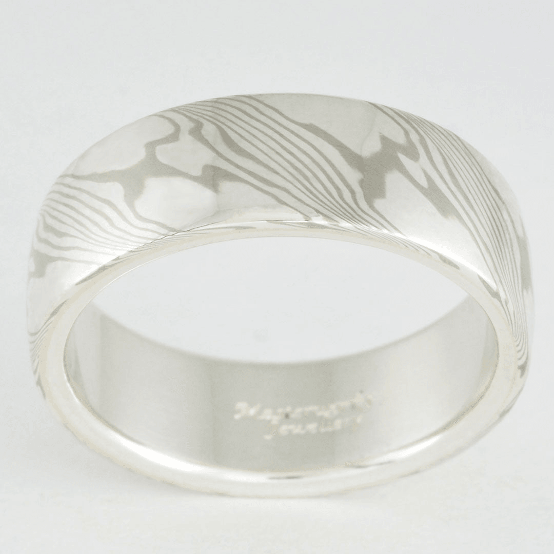 Masterworks Jewellery Mokume Gane Ring - Palladium White Gold and Sterling Silver