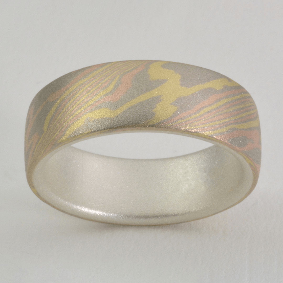 Masterworks Jewellery Mokume Gane Ring - Trigold and Sterling Silver