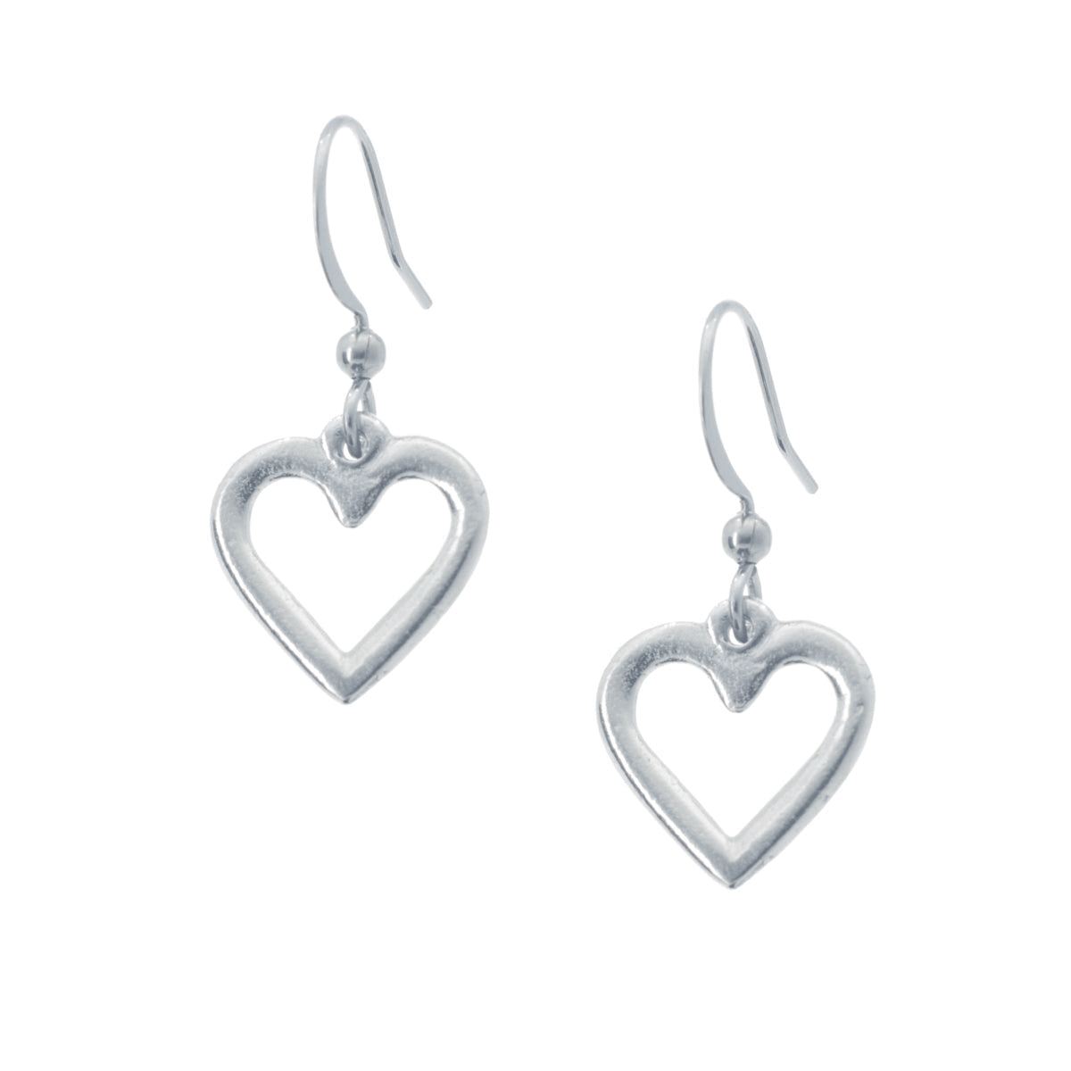 Aitkens Pewter Carved Heart Earrings
