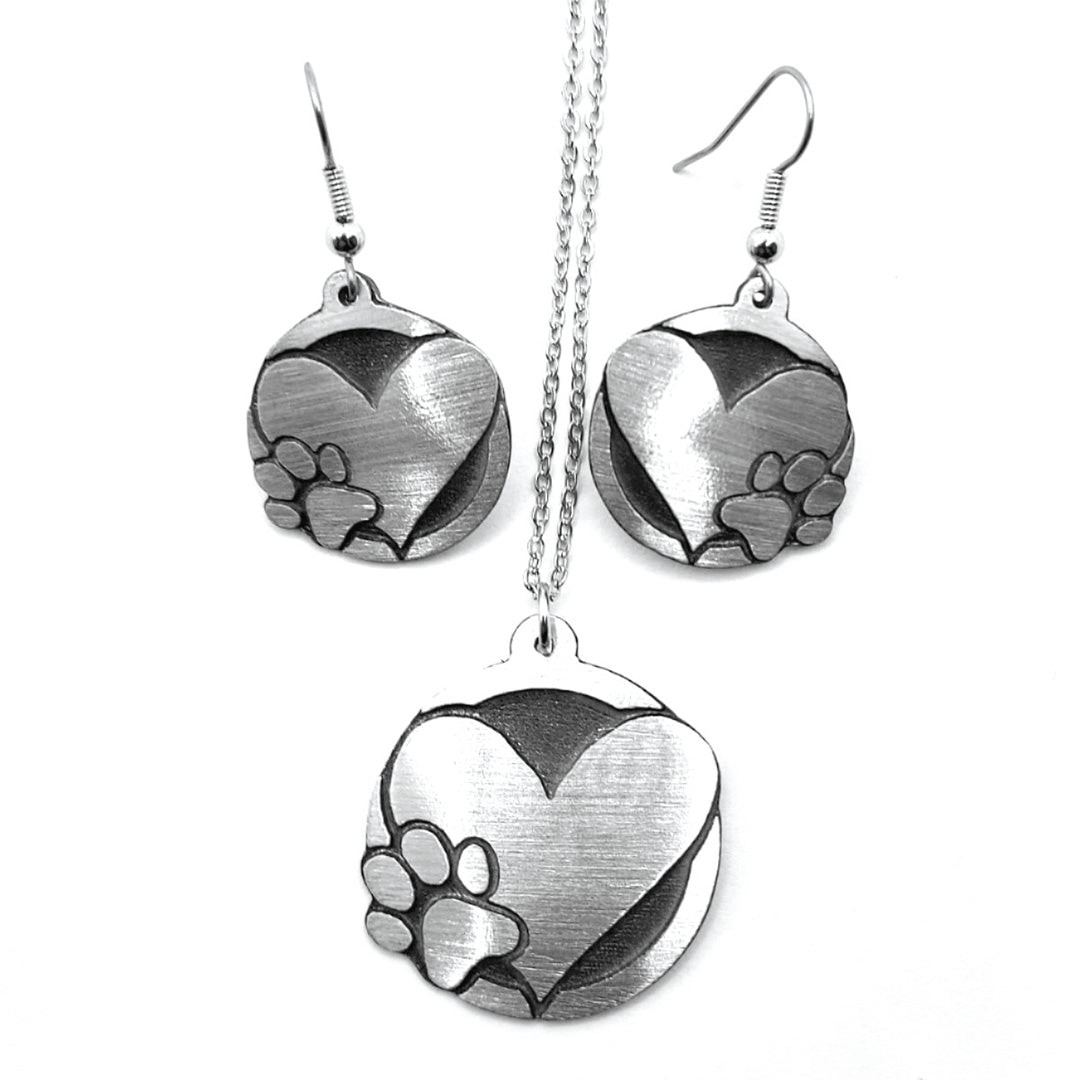 Atlantic Pewter Paw Print on Heart Jewellery
