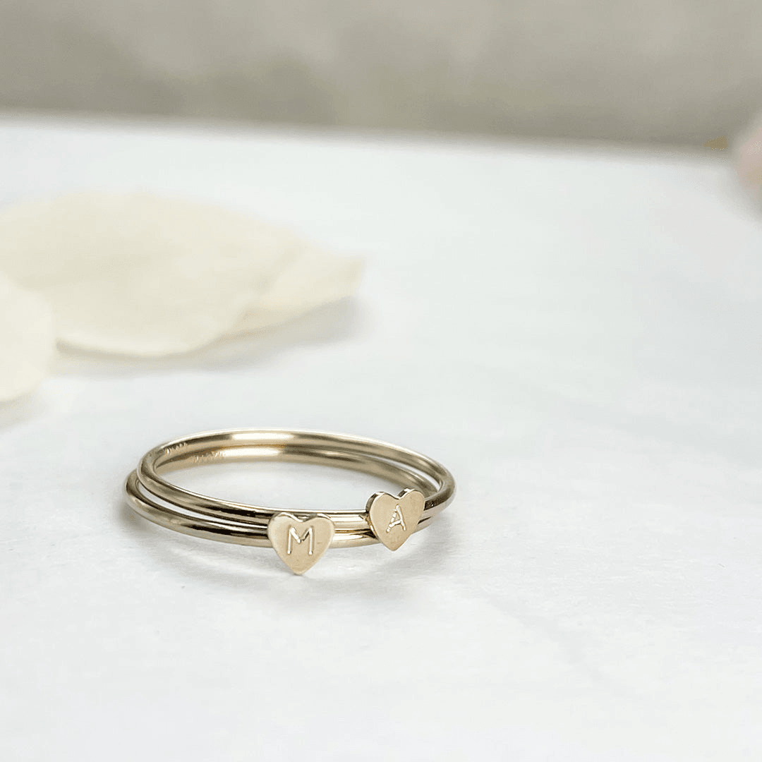 Amela Jewelry Personalized Heart Initial Ring