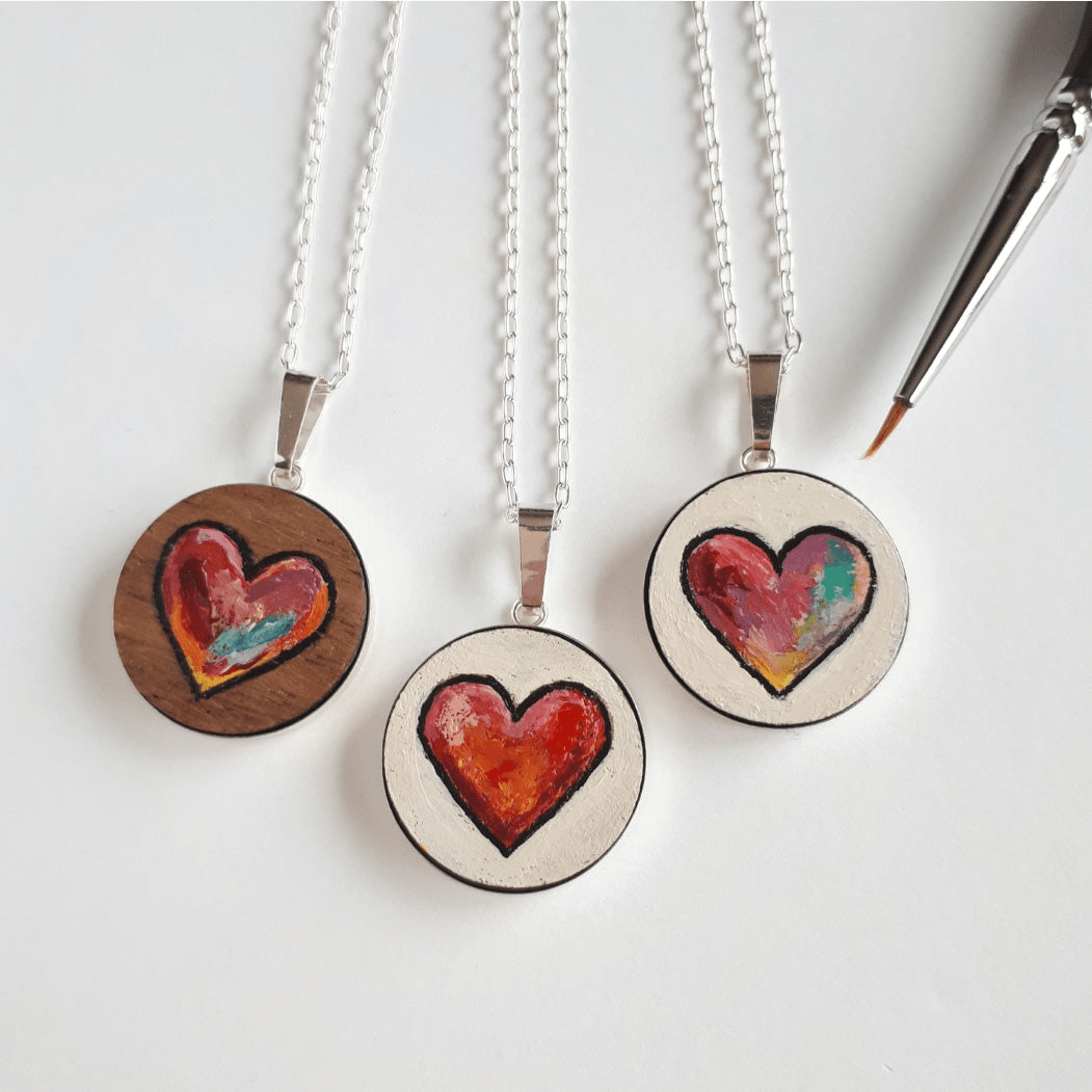 Hand-Painted Heart Pendant