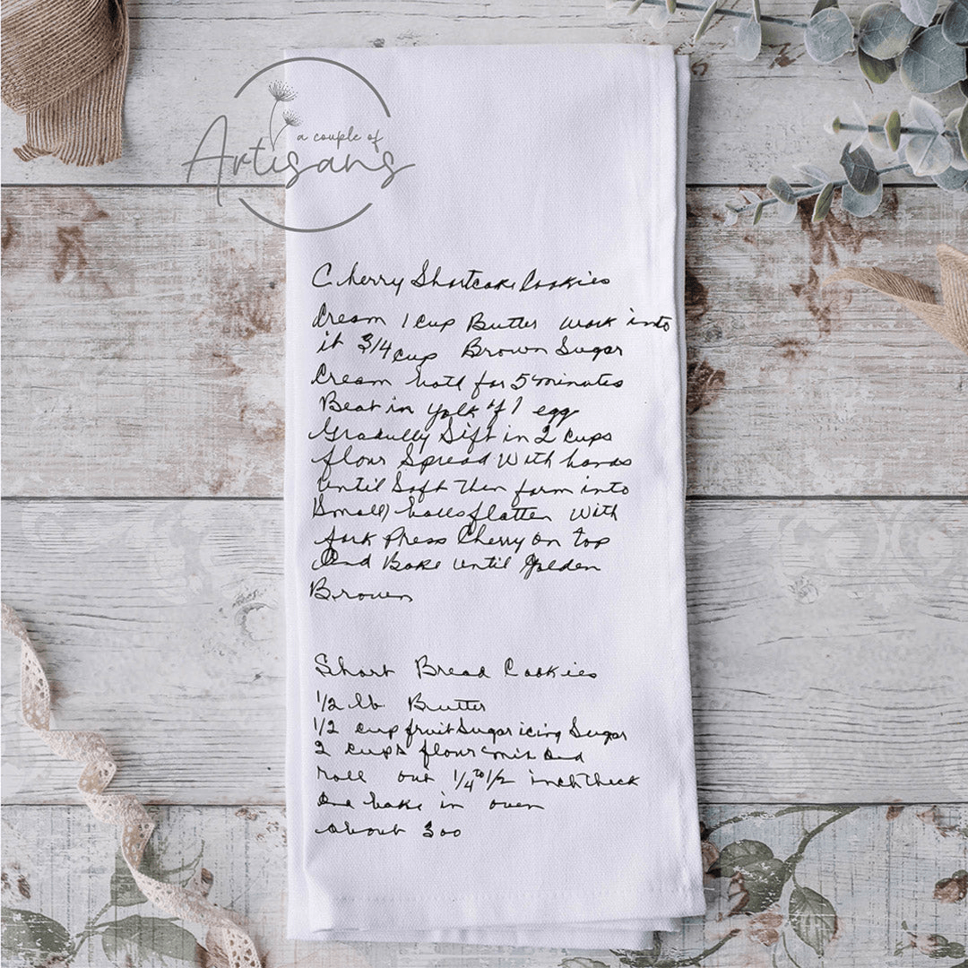 A Couple of Artisans Hand Written Flour Sac Tea Towel