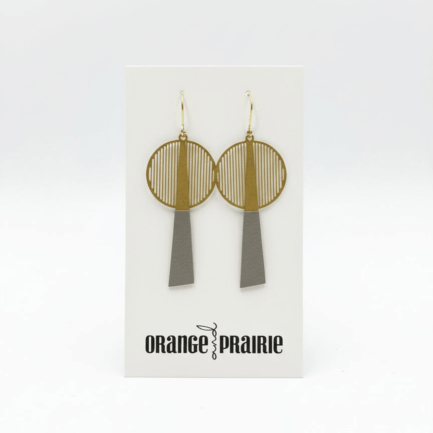 Orange and Prairie - Leather Dangle Earrings