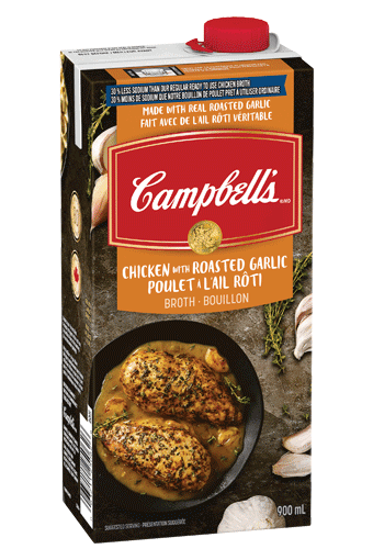 Campbell’s 30% Less Sodium Ready To Use Roasted Garlic Chicken Broth