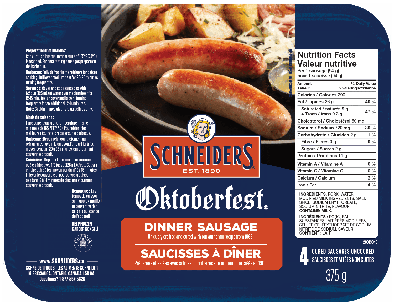Schneiders Oktoberfest Dinner Sausages