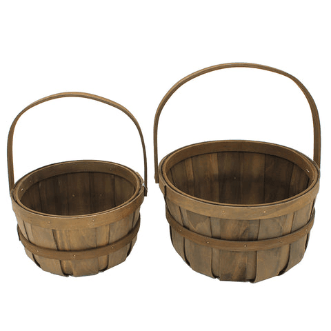 Packaging - Brown Woodchip Round Carrier Basket