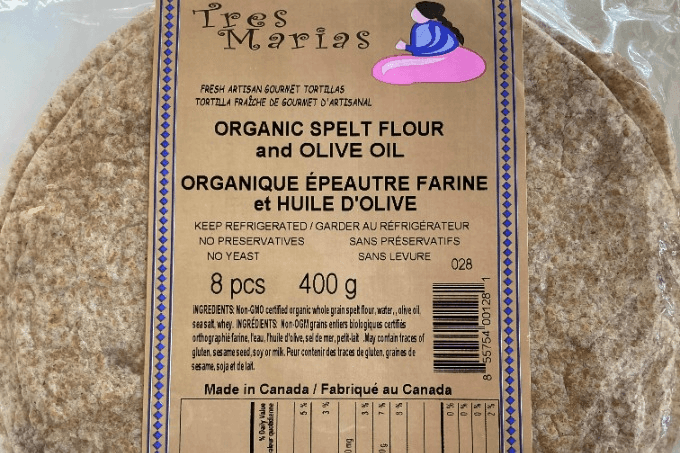 Tres Marias Organic Spelt Flour & Olive Oil Tortillas