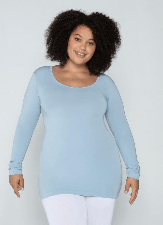 C'est Moi Bamboo Plus Long Sleeve Scoop Neck Top