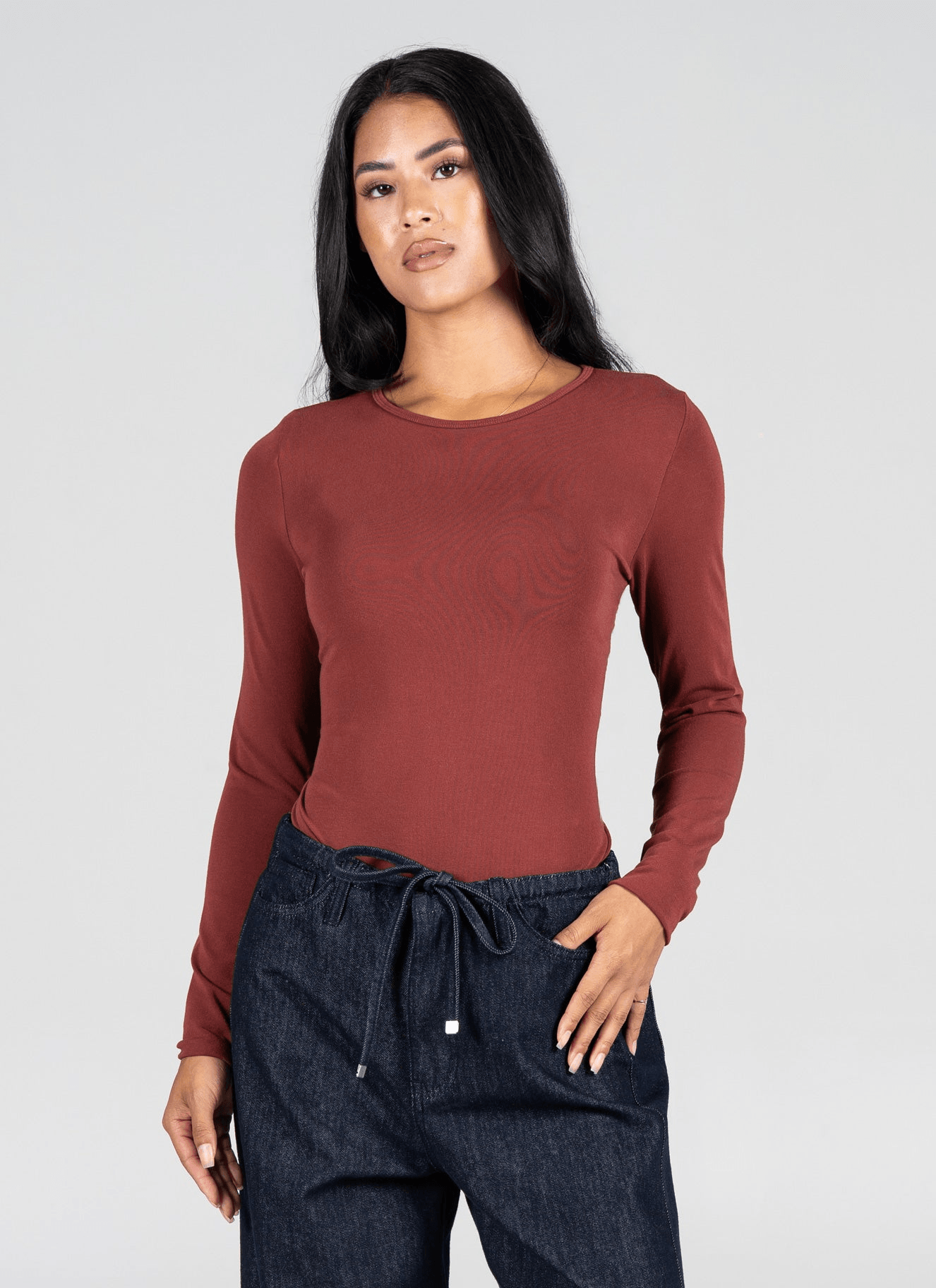 C'est Moi Bamboo Long Sleeve Crew Neck Top