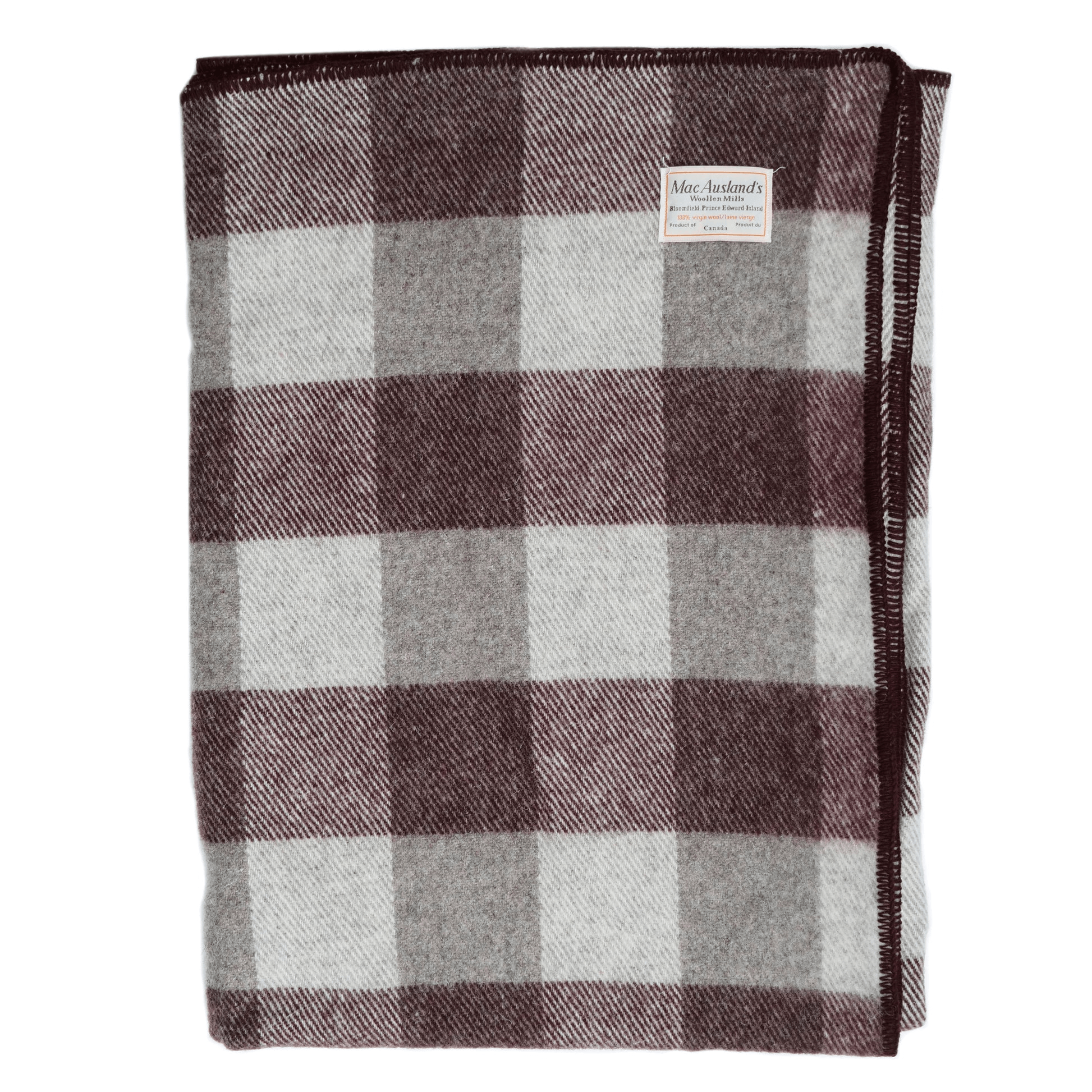 MacAusland's 100% Virgin Wool Throw Blanket - Checkered Brown