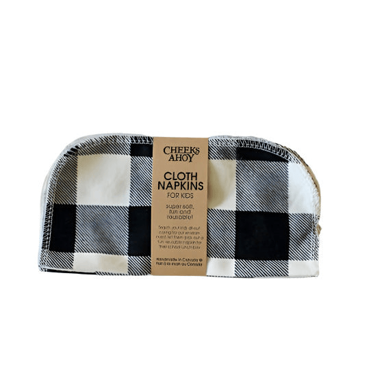 Cheeks Ahoy Black and White Plaid Reusable Cloth Napkins