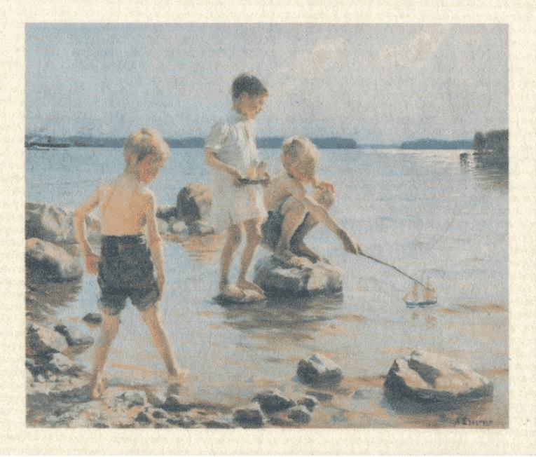 More Joy Boys Playing At Shore Dishcloth