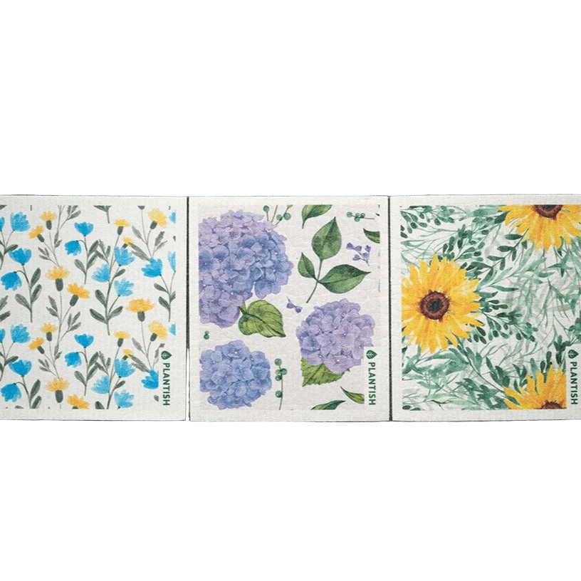 Plantish Floral Bursts Swedish Sponge Cloth Set