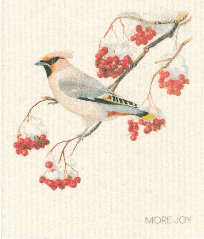 More Joy Bohemian Waxwing Swedish Dishcloth