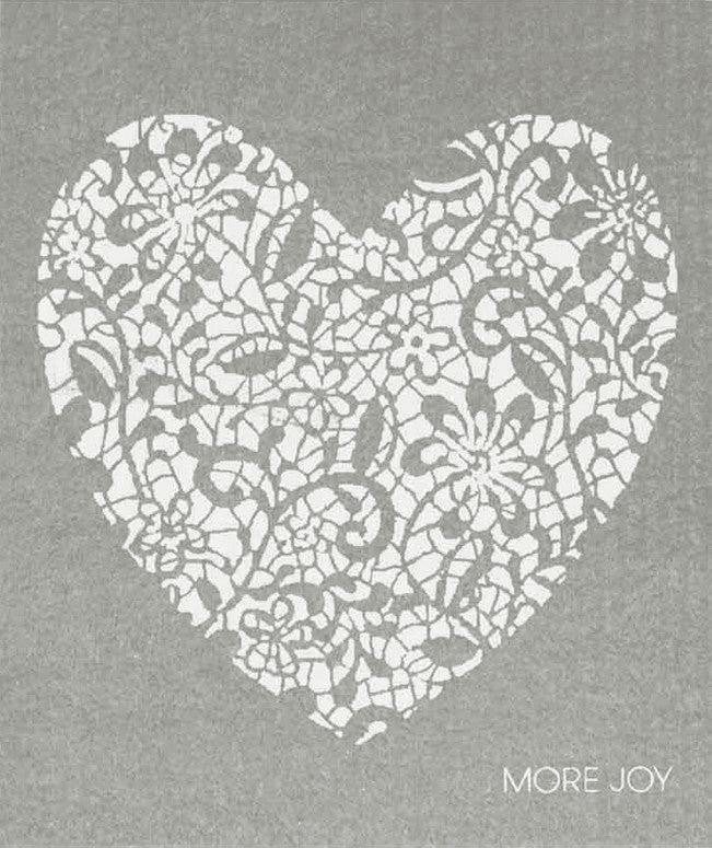 More Joy Wedding Heart 'Grey' Swedish Dishcloth