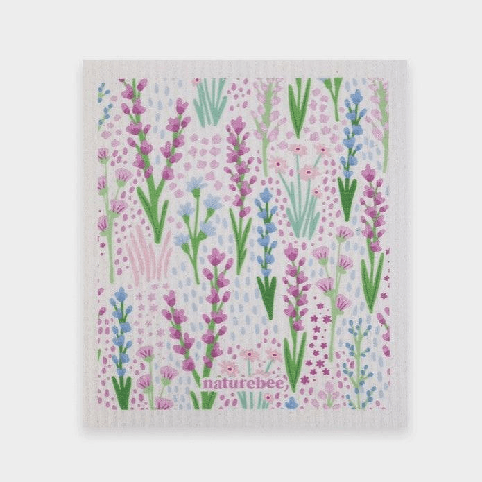 Nature Bee Floral Purple Sponge Cloth