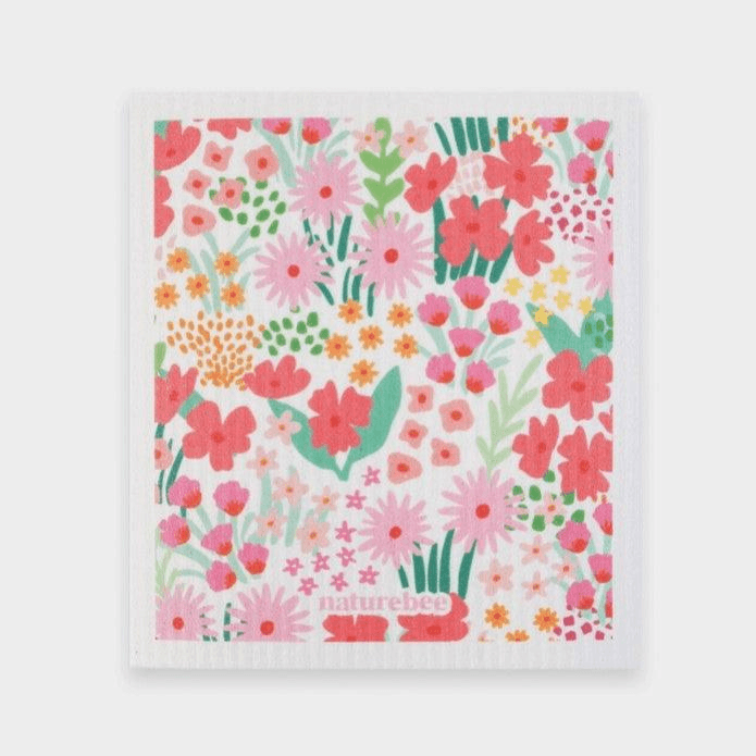 Nature Bee Floral Pink Sponge Cloth