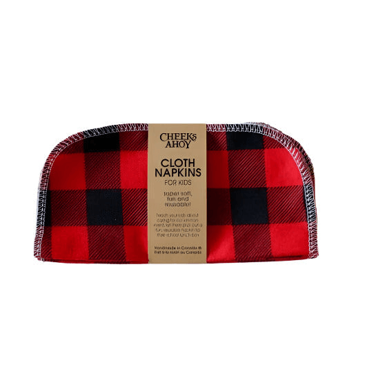 Cheeks Ahoy Red and Black Plaid Reusable Cloth Napkins