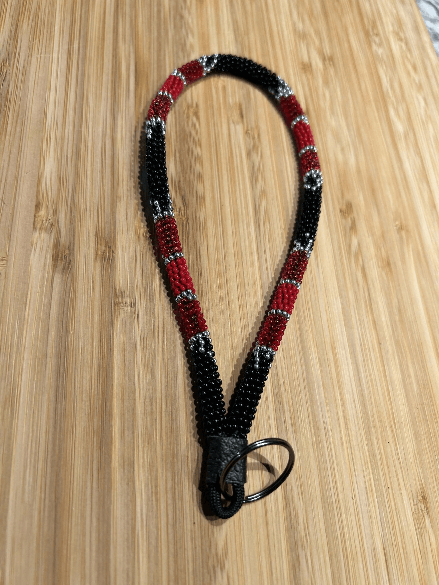 KHAOS: Beaded Wristlet Keychain - Pure Wash RED
