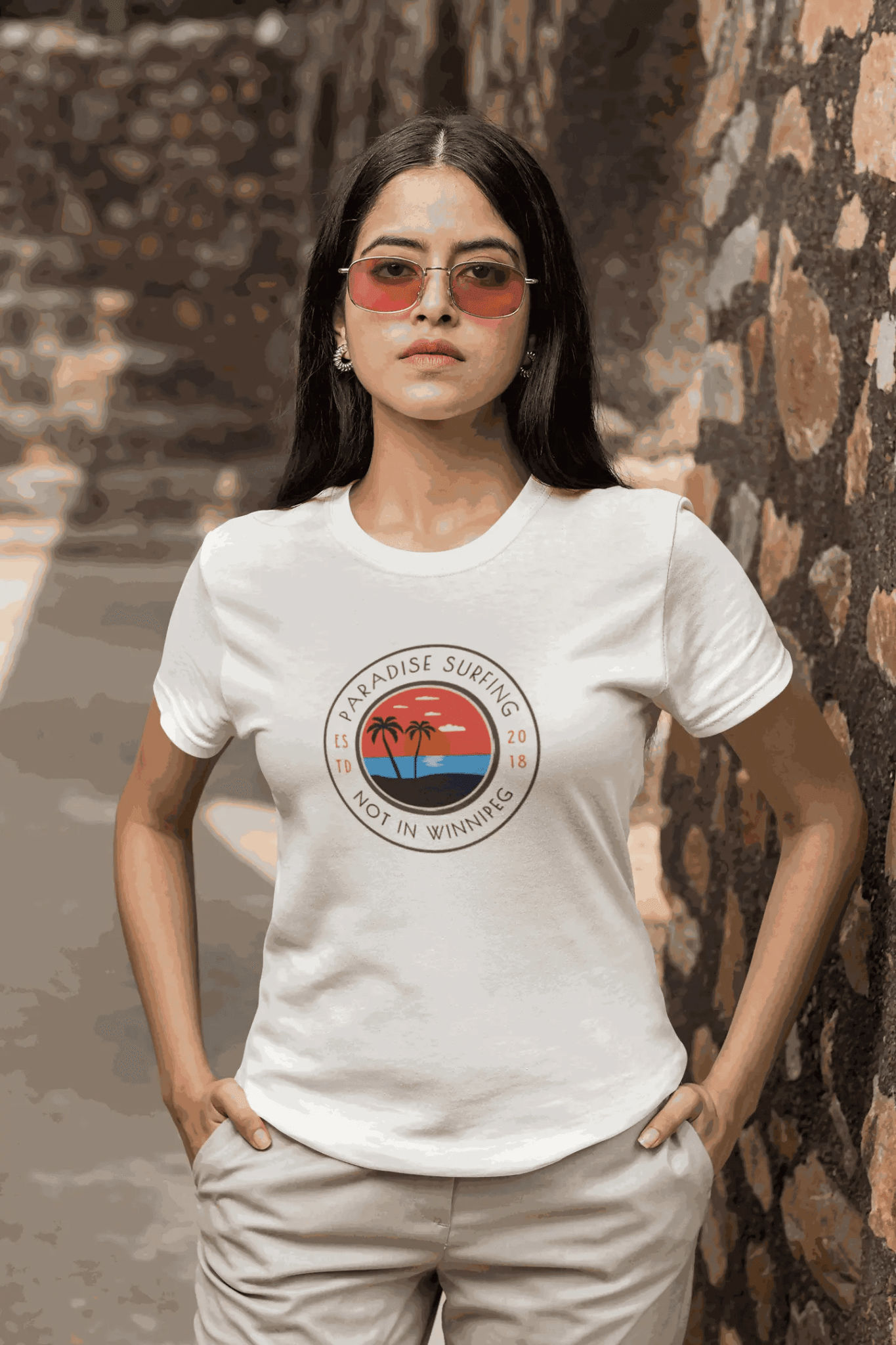Pure Wash Paradise Surfing (Not in Winnipeg) 100% Cotton T-Shirt