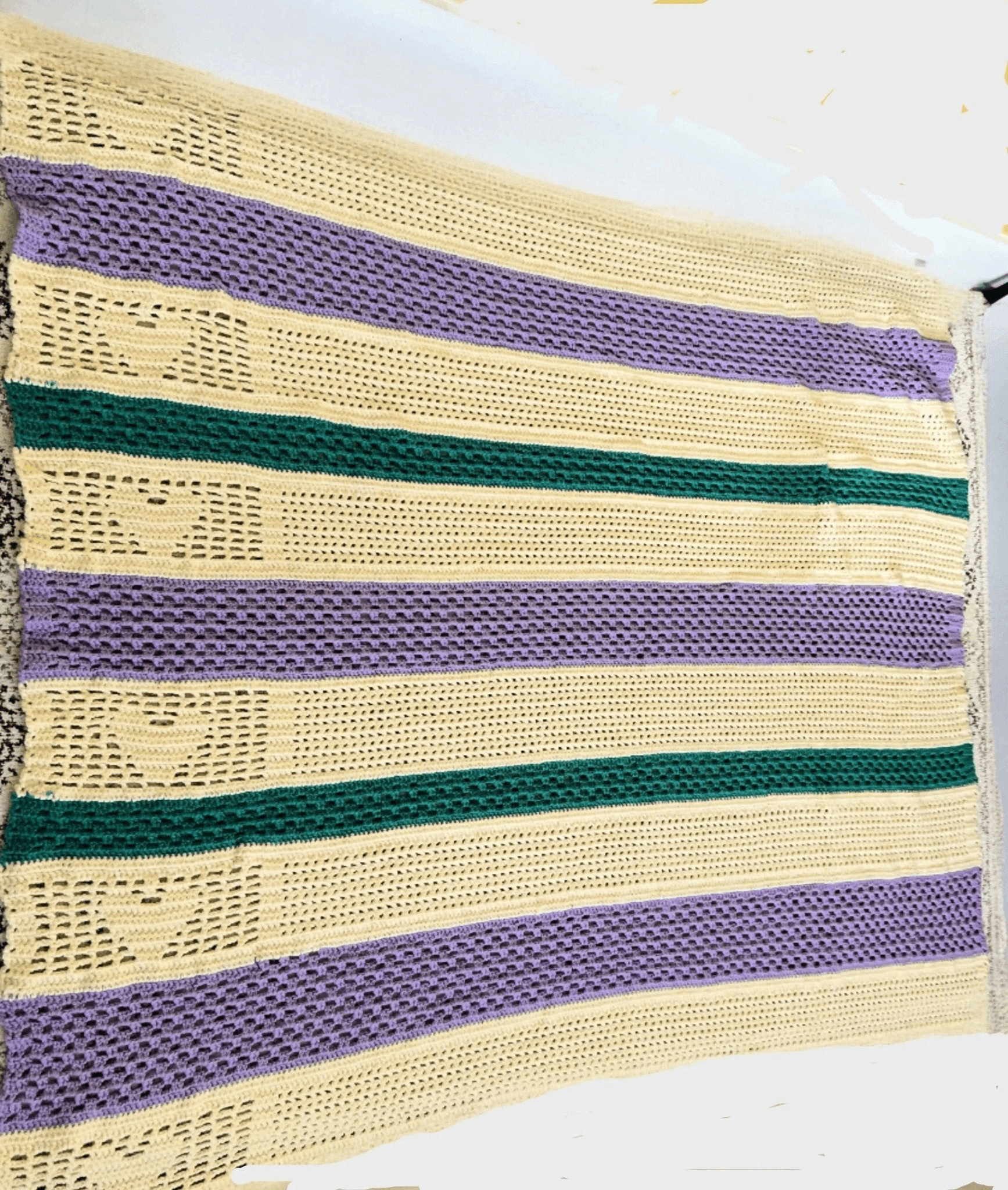 Teal Lavender Cream Home Crafted Blanket