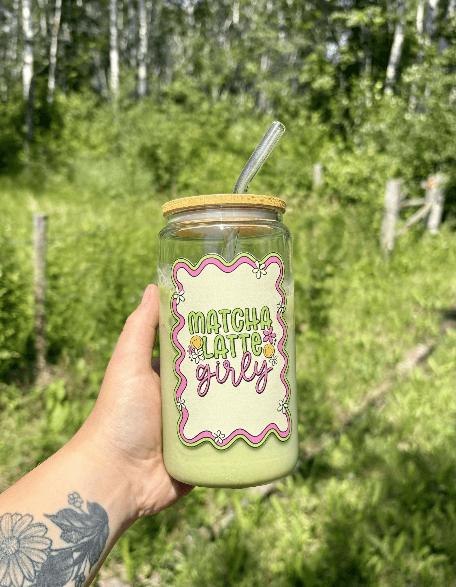 Matcha Latte Glass Cup