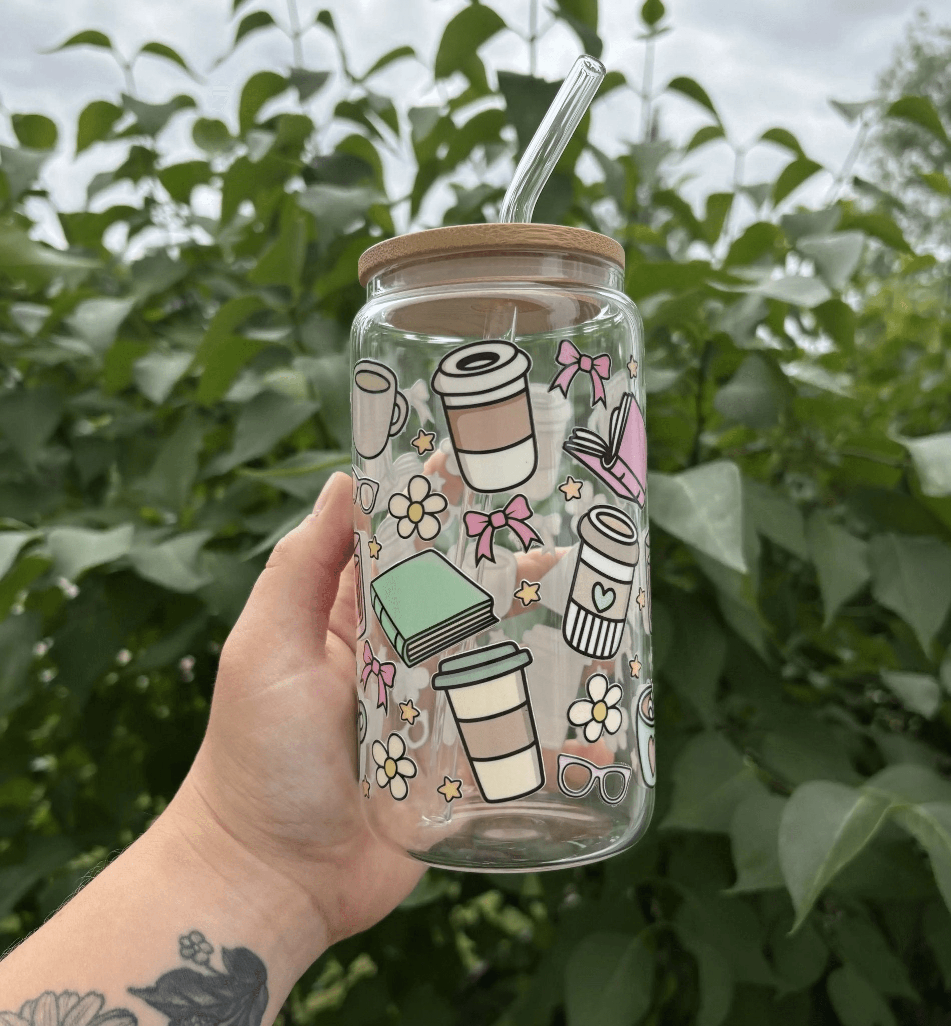 Girly Bookish Glass Cup