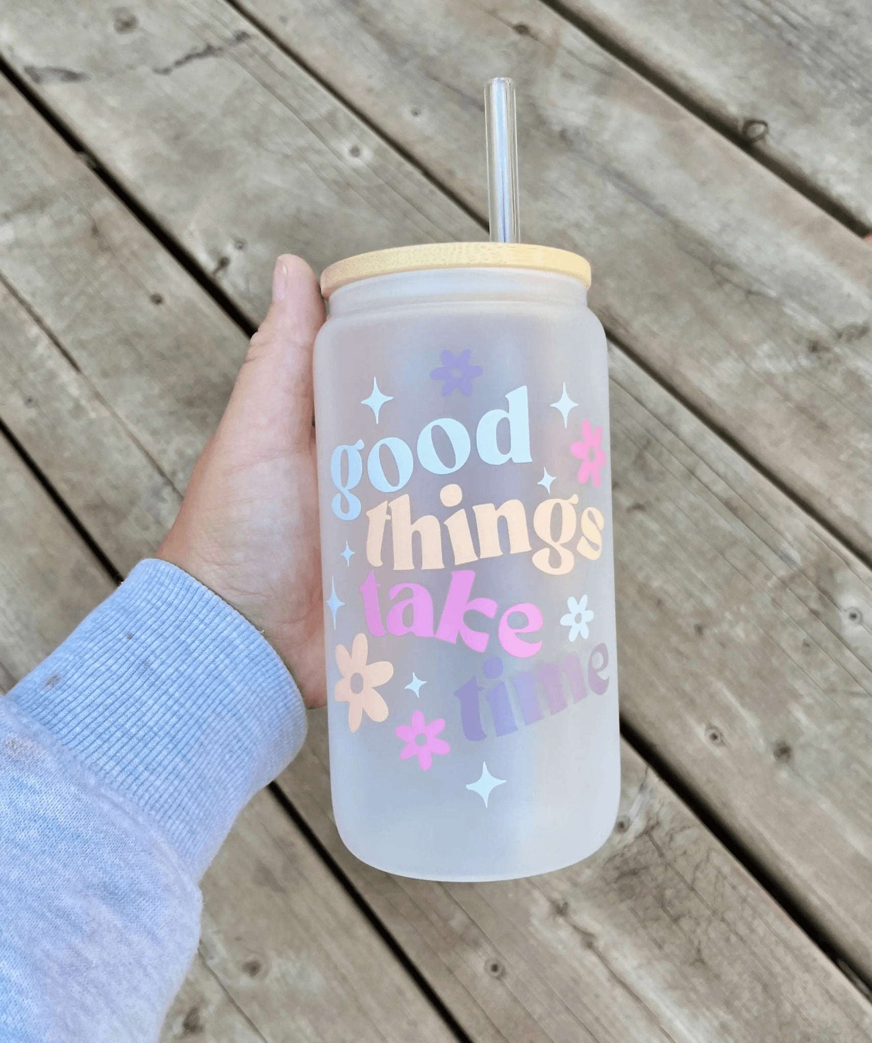 Pure Wash Good Things Take Time Glass Cup