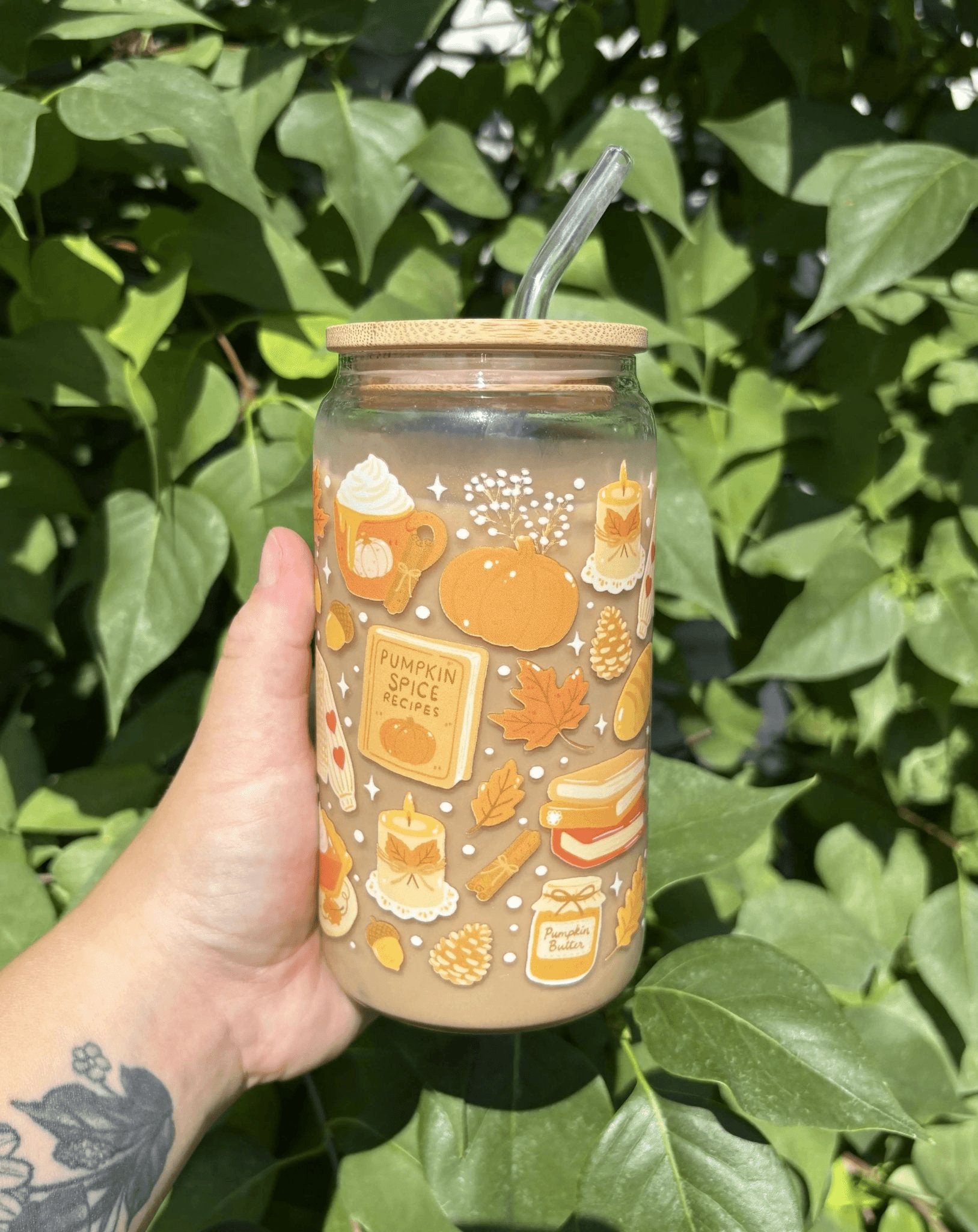 Pumpkin Spice Glass Cup