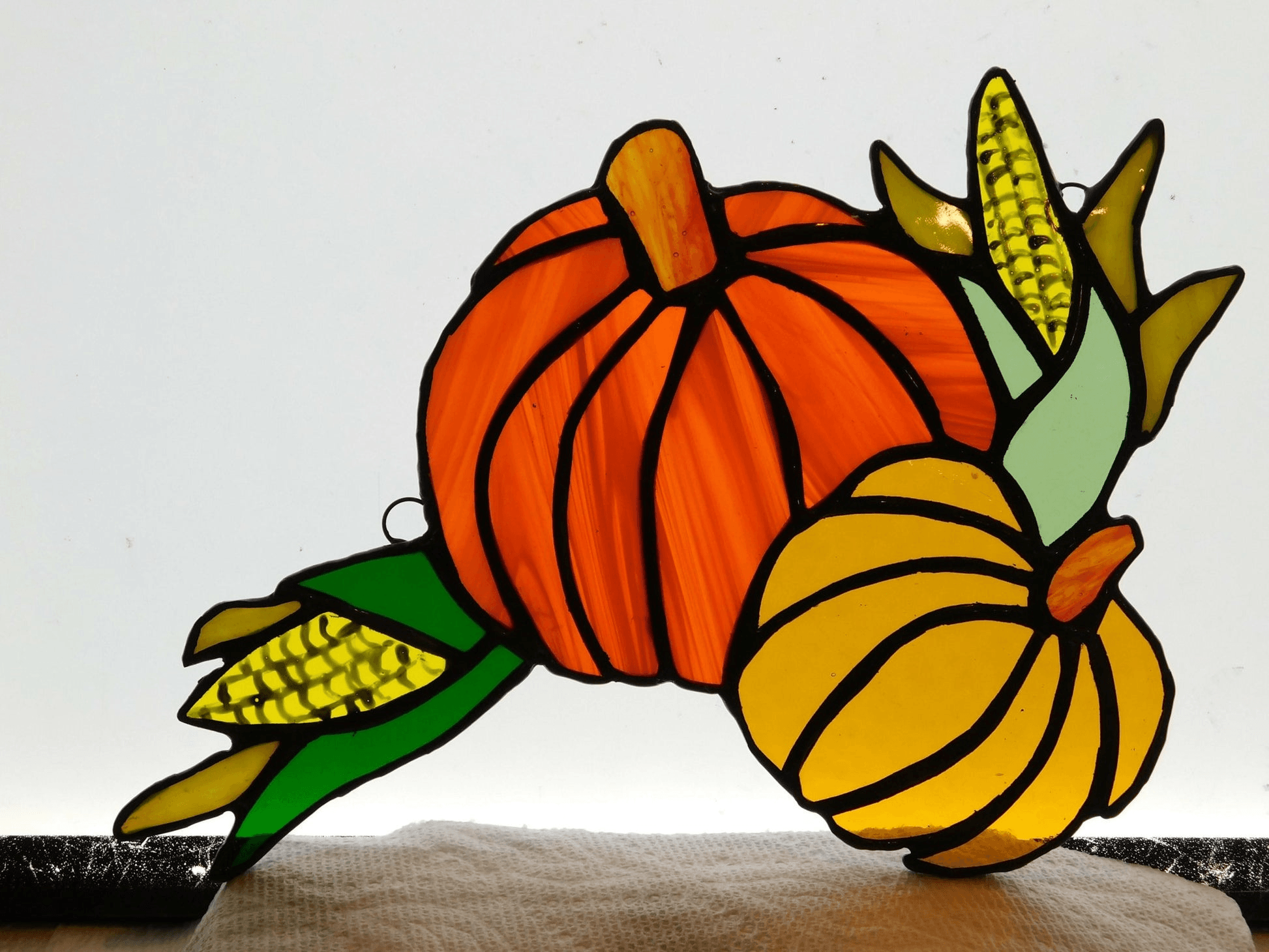 Pure Wash Stained Glass Pumpkins & Corn Stocks
