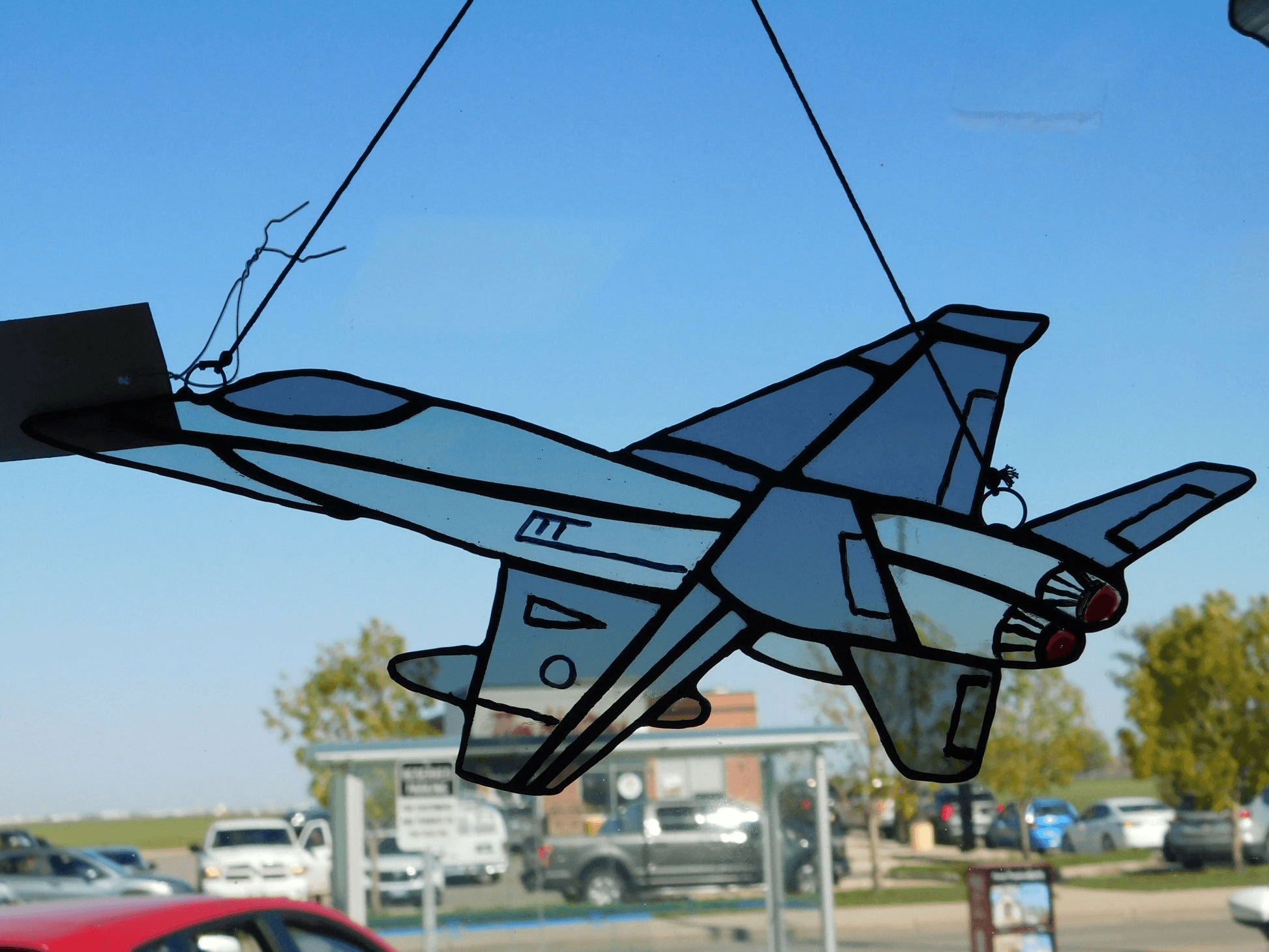 Pure Wash CF-18 Jet Two Toned Stained Glass Art