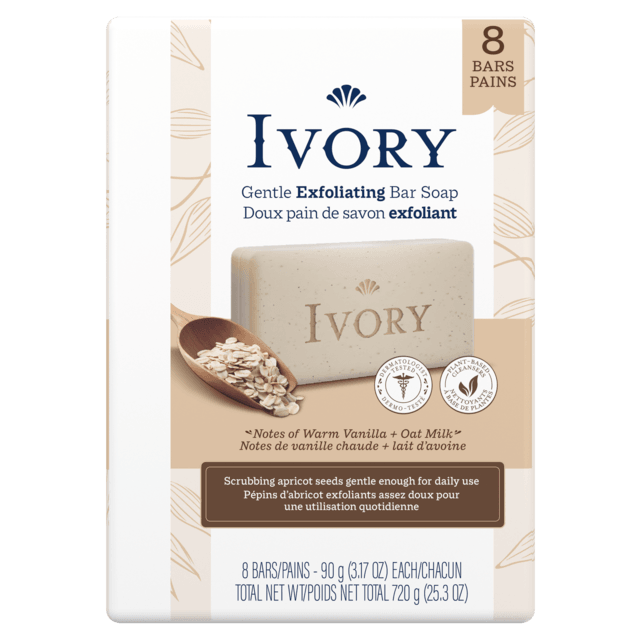 Ivory Gentle Exfoliating Bar Soap Warm Vanilla Oat Milk