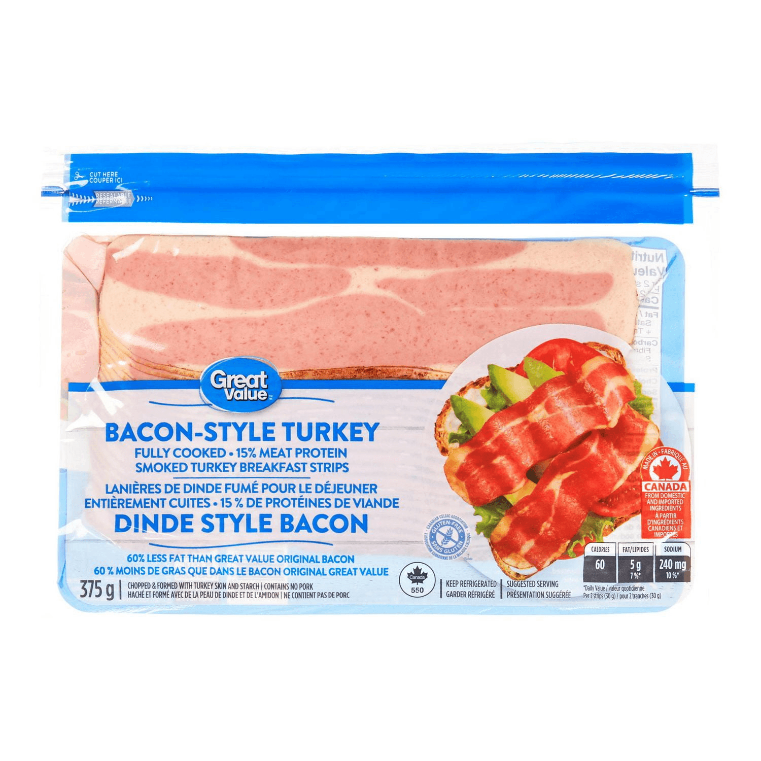Great Value Bacon-Style Turkey