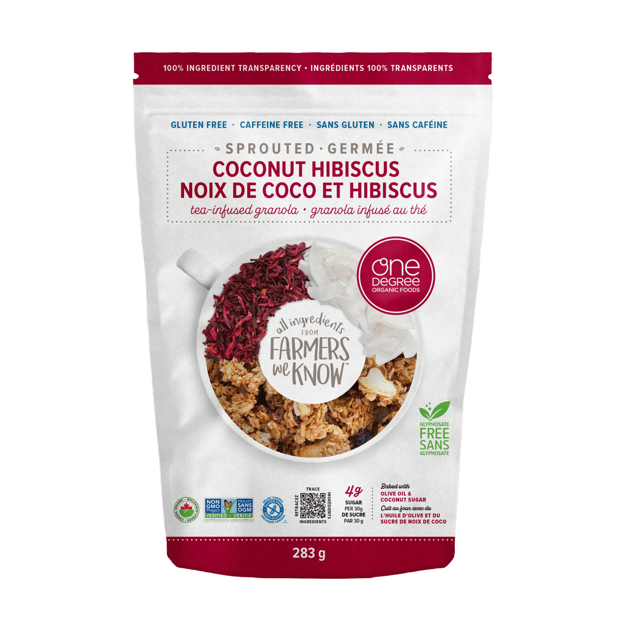 One Degree Organics Coconut Hibiscus Tea Infused Granola